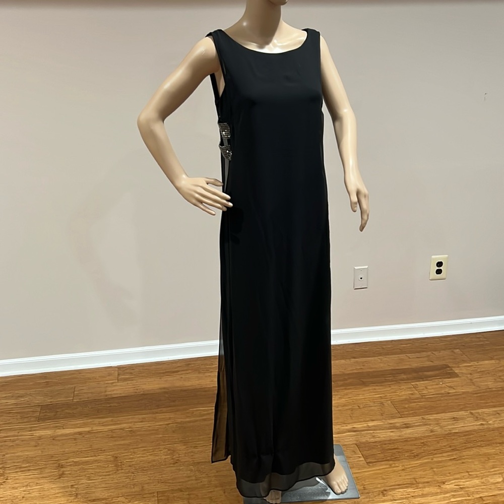 Absolutely stunning Egyptian goddess style MSK gown in deep blue & rhinestones.